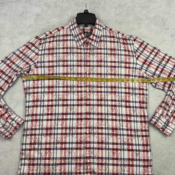 Scully Western Shirt Mens Size Large L Red Plaid Pearl Snaps Paisley Embroidered - Picture 6 of 12